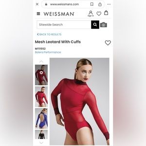 Weissman Balera Dancewear Mesh Leotard Medium Child MC Red LIKE NEW